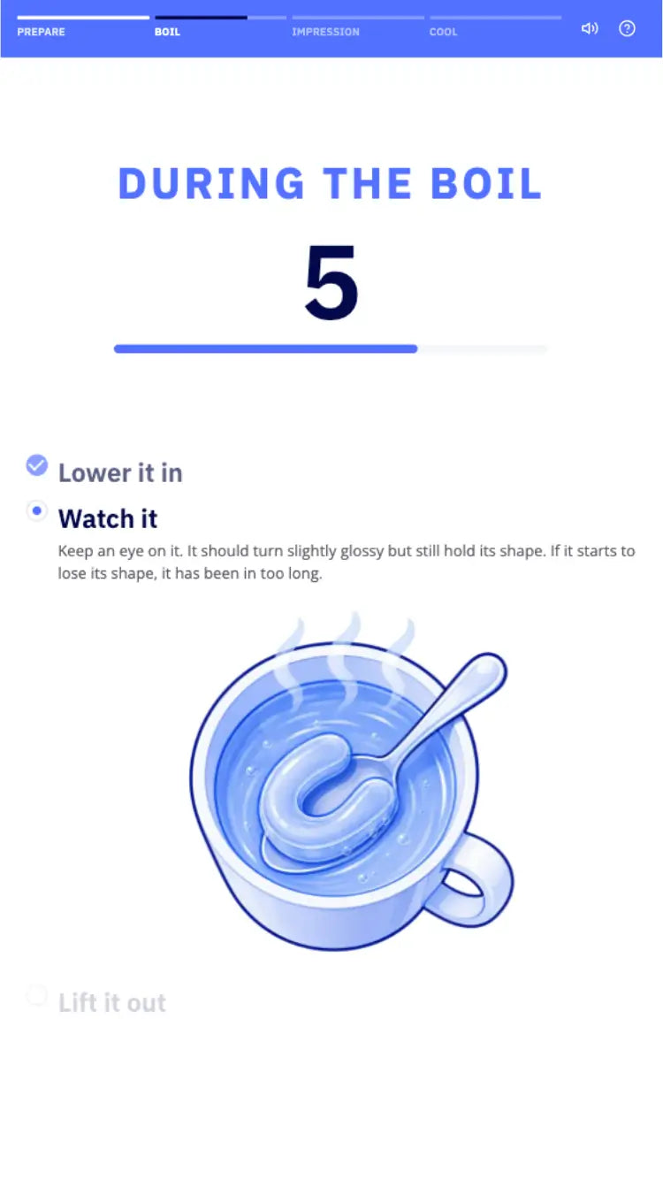Fitting Wizard boil step screen